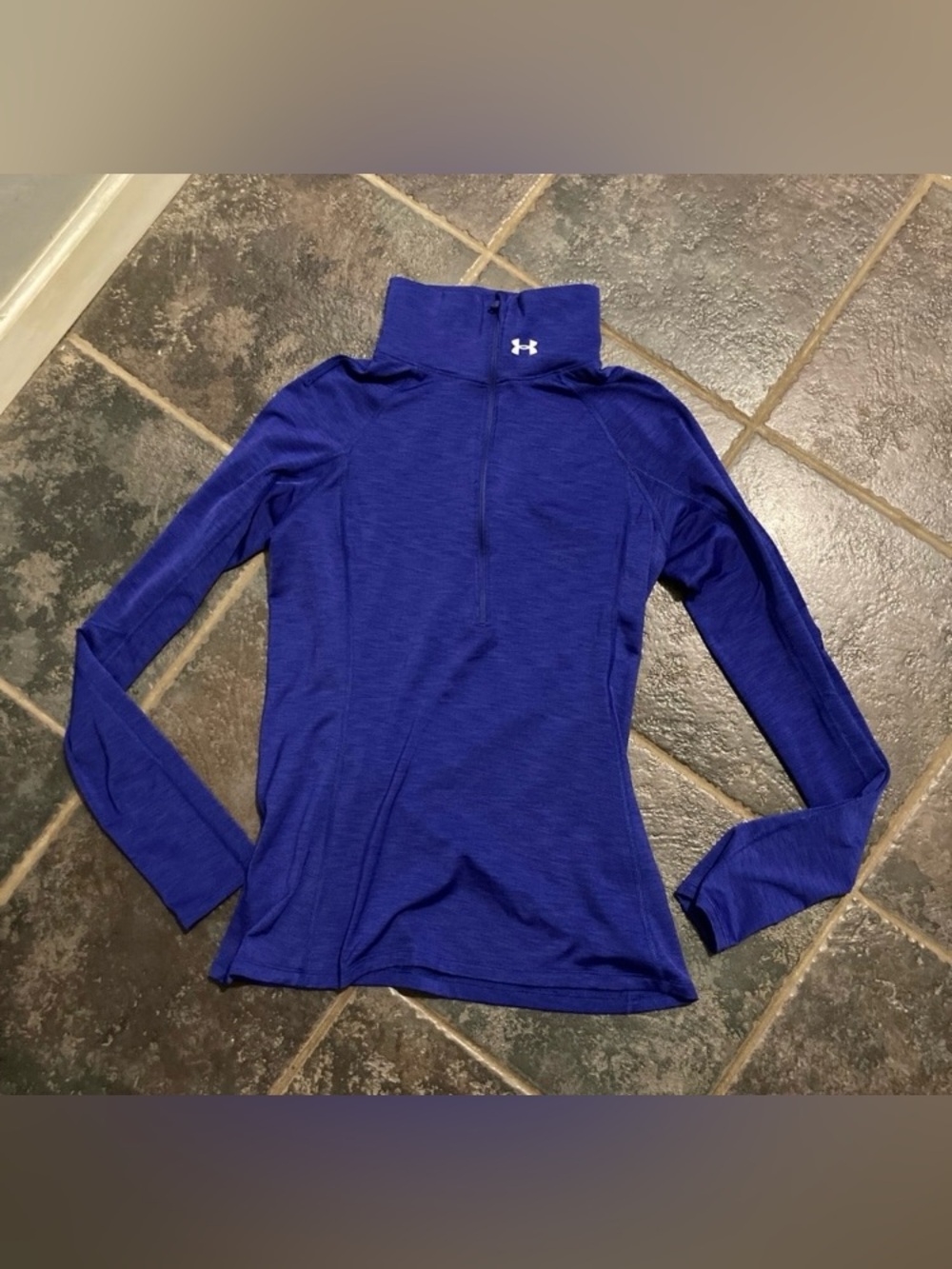 Under Armour Women's Royal Blue Long-Sleeve Quarter-Zip Mockneck Top Size S